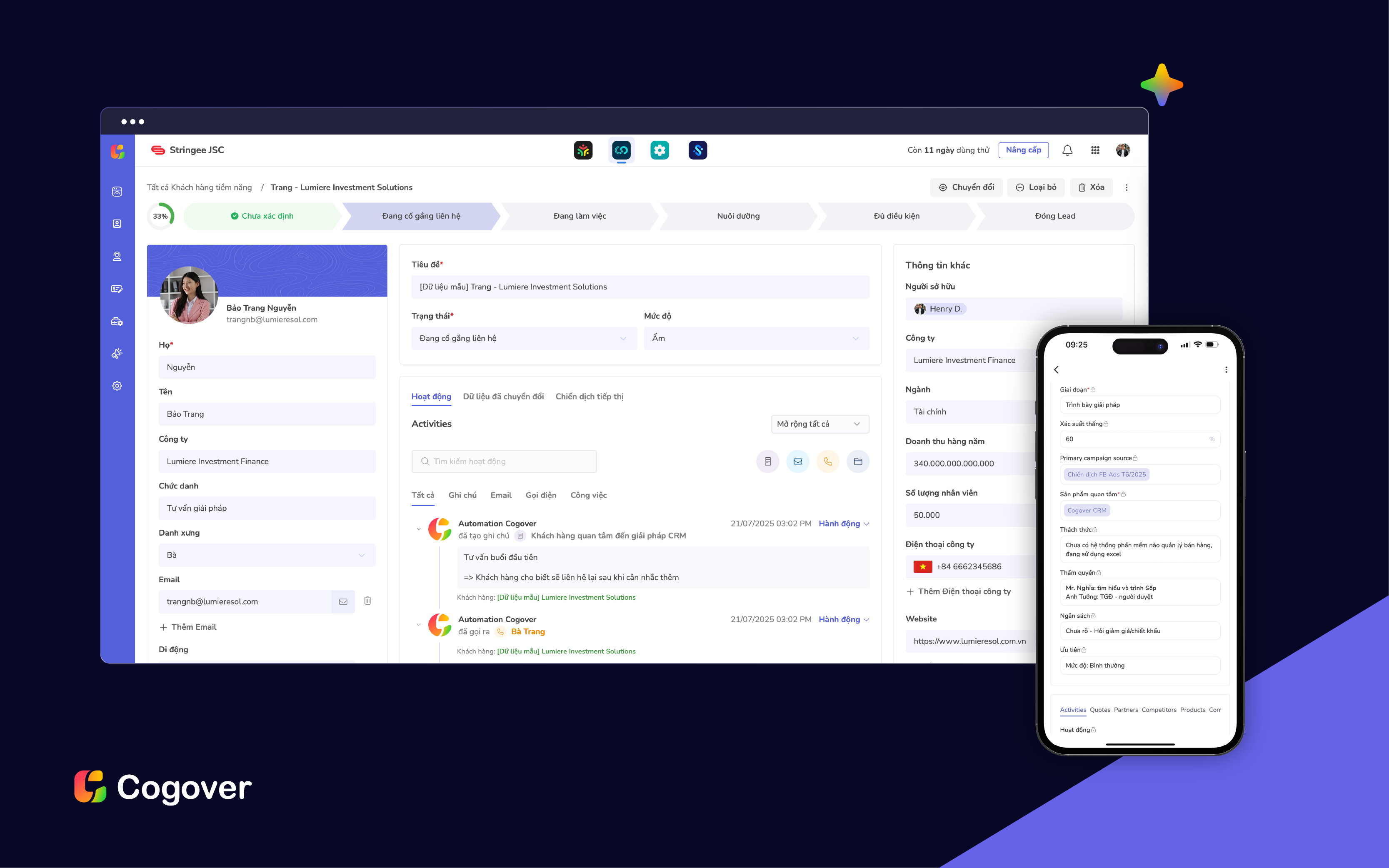Giao diện CRM No-code/AI Giao diện CRM No-code/AI