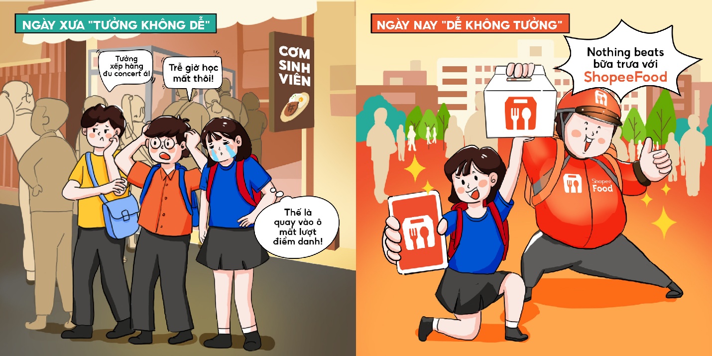 Sinh viên nhận đồ ăn tại chỗ