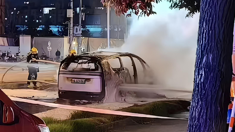 Xe ô tô điện Trung Quốc bất ngờ bốc cháy chỉ còn trơ khung thép khi đang chạy mà không hề có va chạm!- Ảnh 5. Phái đoàn điều tra tại hiện trường vụ cháy