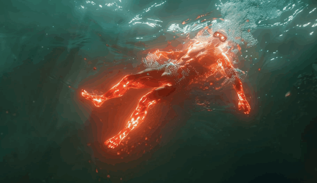 Con người với thân hình thon dài, cột sống uốn sóng và chi chèo