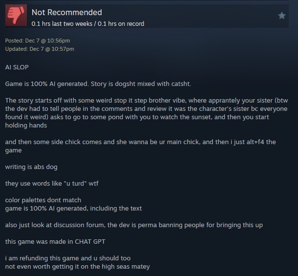 Tranh cãi gay gắt: Nhà phát triển game kêu cứu khi bị cáo buộc dùng AI tạo ra 'rác phẩm' từ người dùng có 0,1 giờ chơi - Ảnh 2. Tác động tiêu cực đến nhóm phát triển